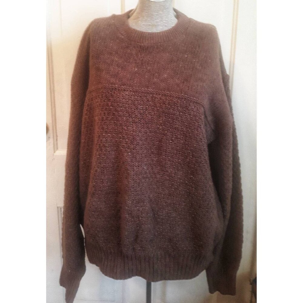 Vintage 1980s era men's brown pullover sweater Cedar Bend. Size XL/Extra Large